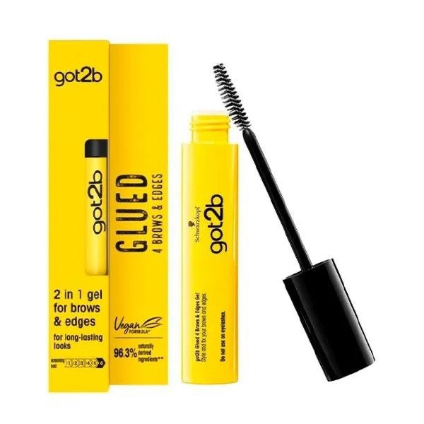 glue 4 brows & edges (16 ml), 2in1 brow gel & hair mascara, with a practical, two-sided eyebrow brush for styling and fixing baby hair